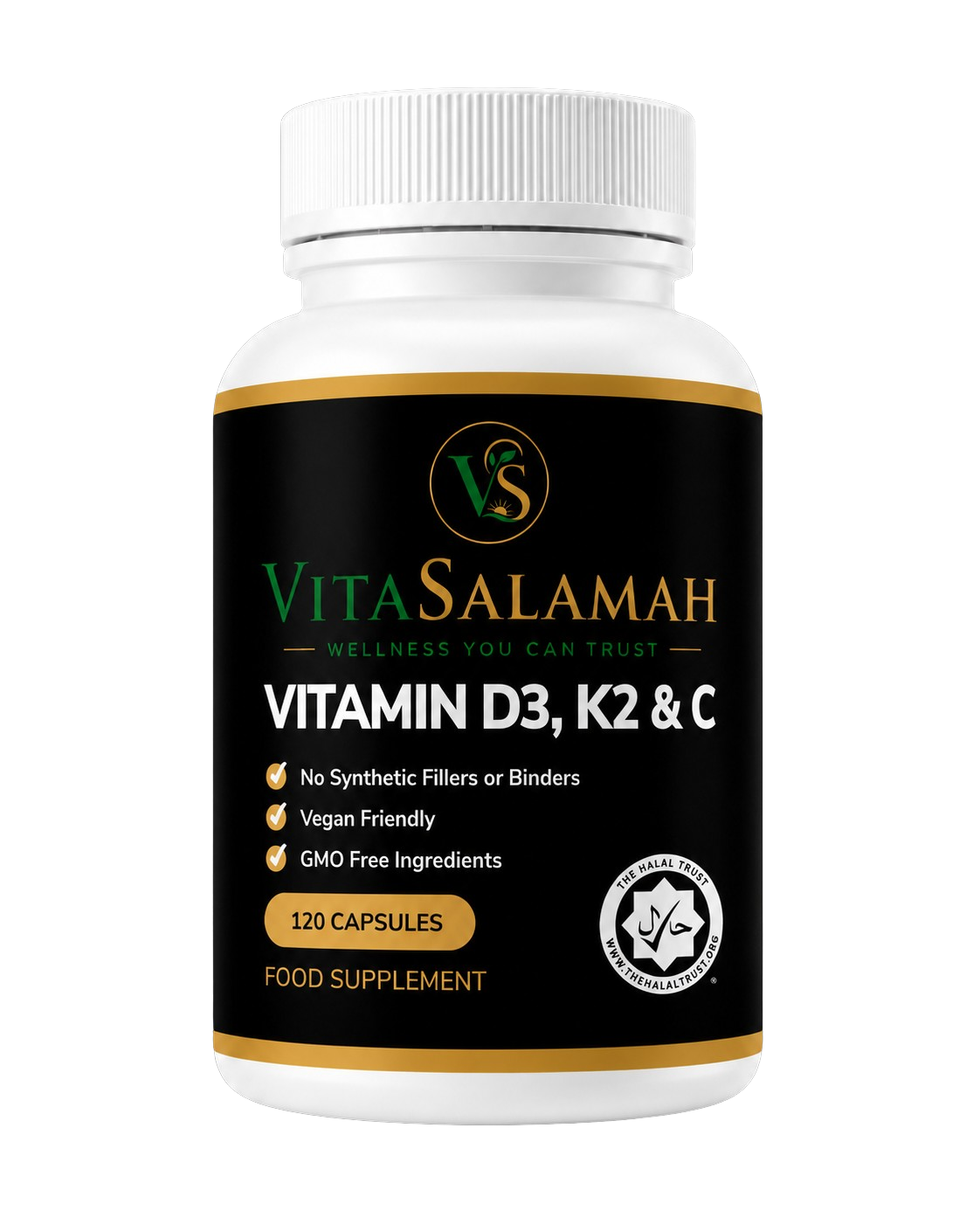 VitaSalamah Vitamin D3, K2 & C – 120 Vegan Capsules