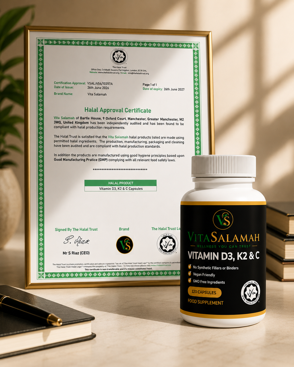 VitaSalamah Vitamin D3, K2 & C – 120 Vegan Capsules